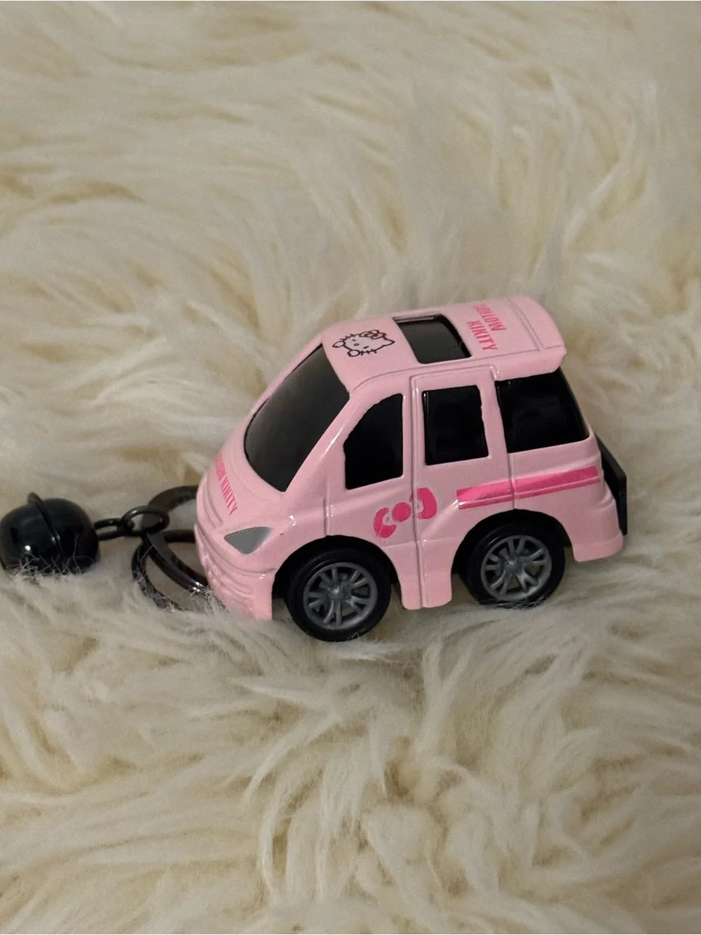 Hello Kitty White and Pink Mini Car Keychain Duo 2pcs
